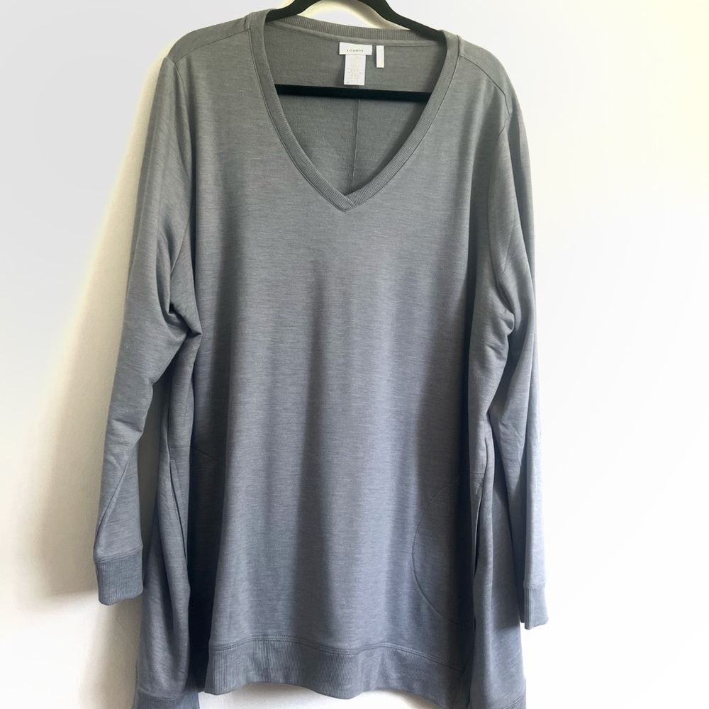 Logo Lounge Lori Goldstein Long Sleeve Top blue/Gray Size 2X